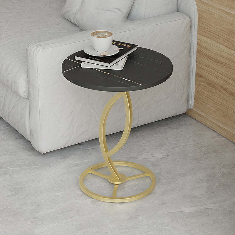 Minimalist Rock Slab Iron Round Side Table