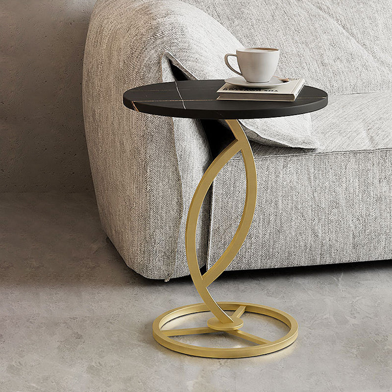 Minimalist Rock Slab Iron Round Side Table