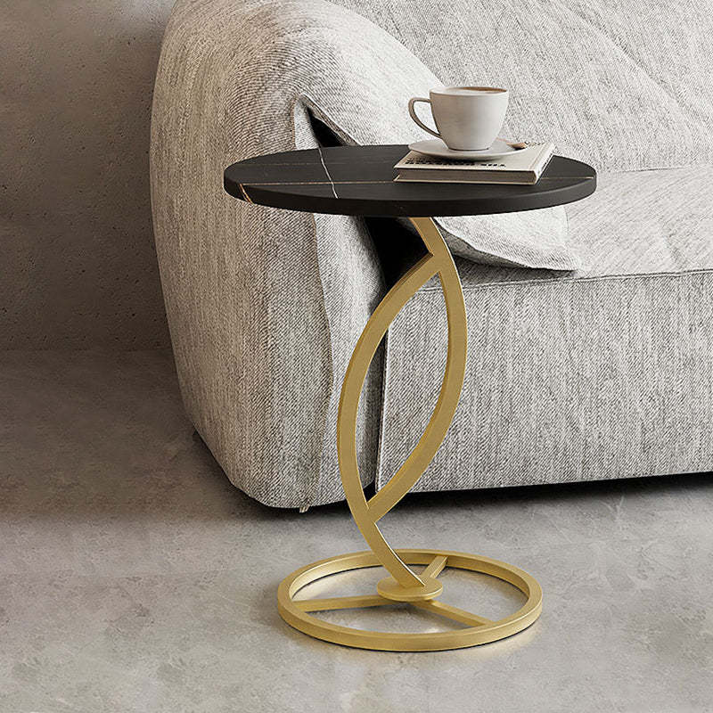 Minimalist Rock Slab Iron Round Side Table