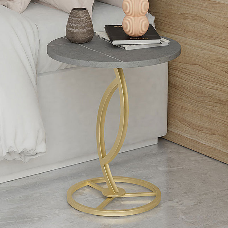 Minimalist Rock Slab Iron Round Side Table