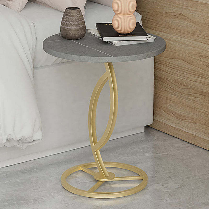 Minimalist Rock Slab Iron Round Side Table