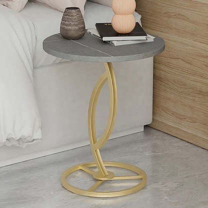 Minimalist Rock Slab Iron Round Side Table