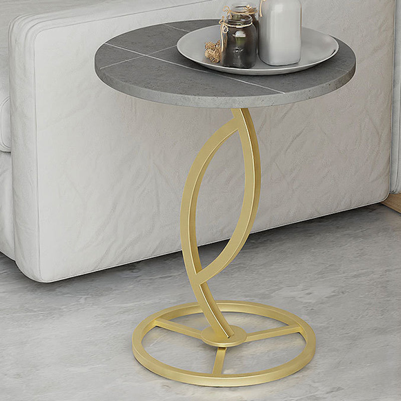 Minimalist Rock Slab Iron Round Side Table