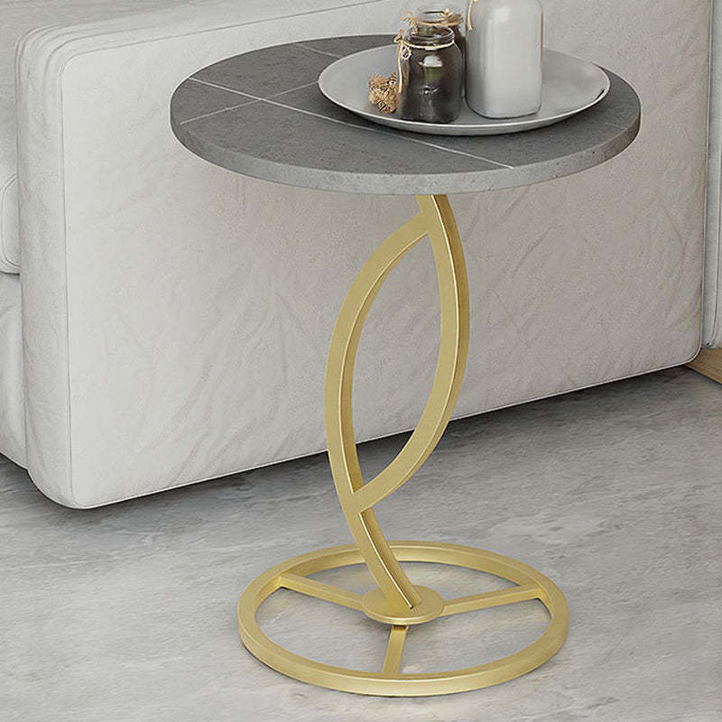 Minimalist Rock Slab Iron Round Side Table