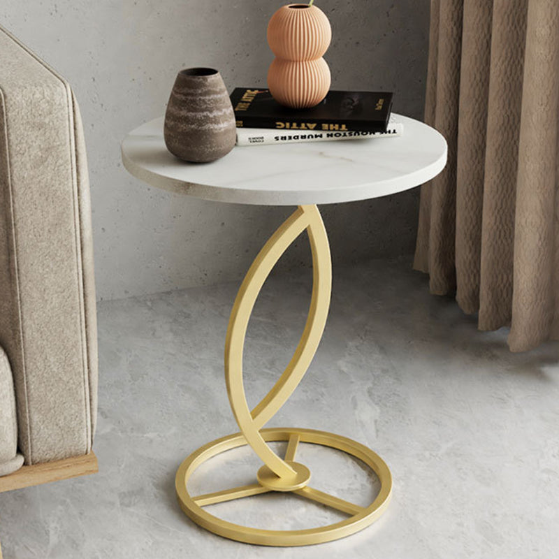 Minimalist Rock Slab Iron Round Side Table