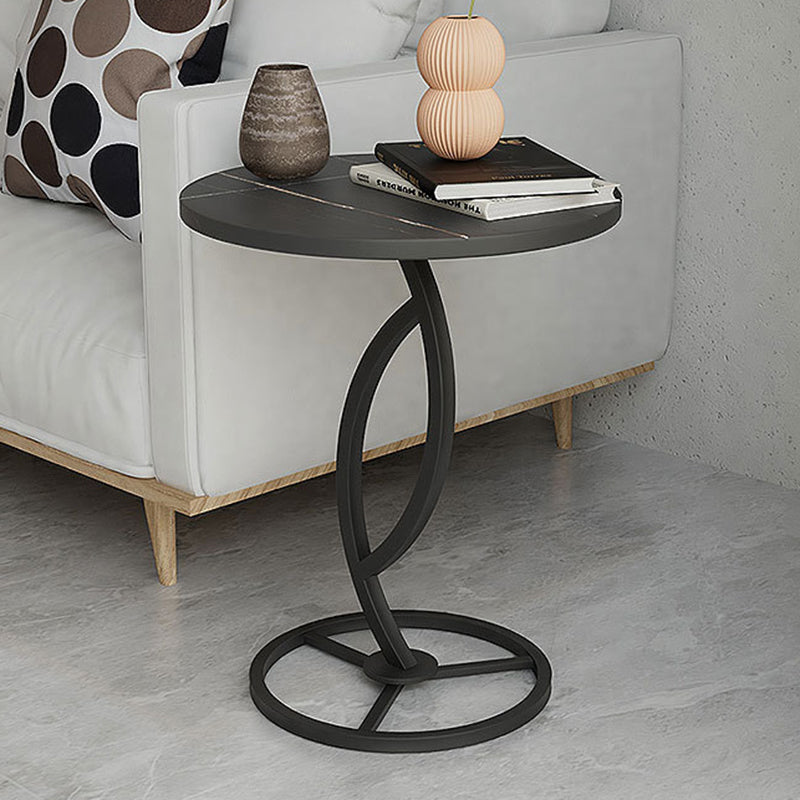 Minimalist Rock Slab Iron Round Side Table