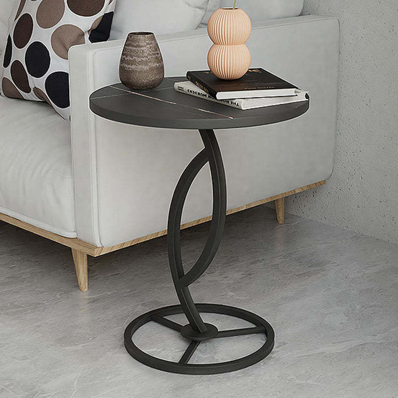 Minimalist Rock Slab Iron Round Side Table