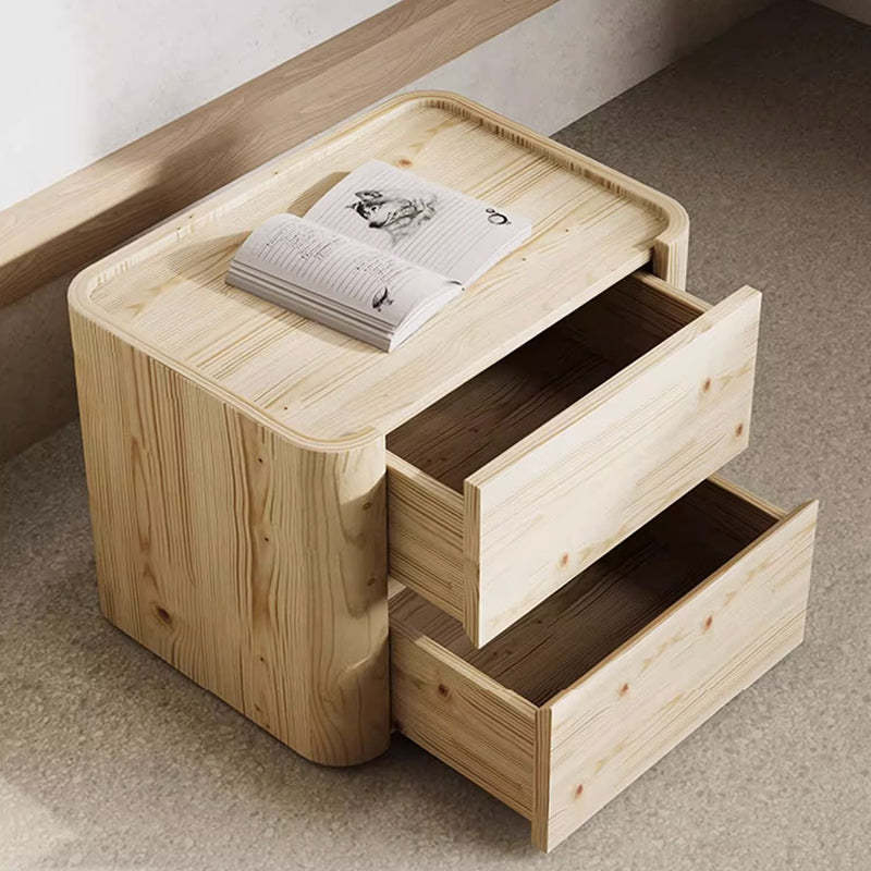 Nordic Wood Nightstand 2-Drawer