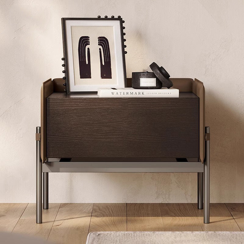 Minimalist Wood 1-Drawer Cabinet — Brown