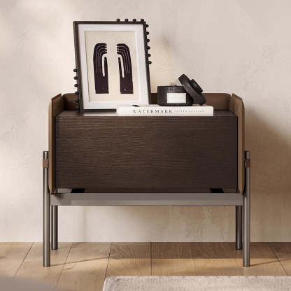 Minimalist Wood 1-Drawer Cabinet — Brown