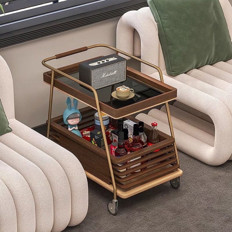 Lighom minimalist storage ash wood steel glass end & side tables
