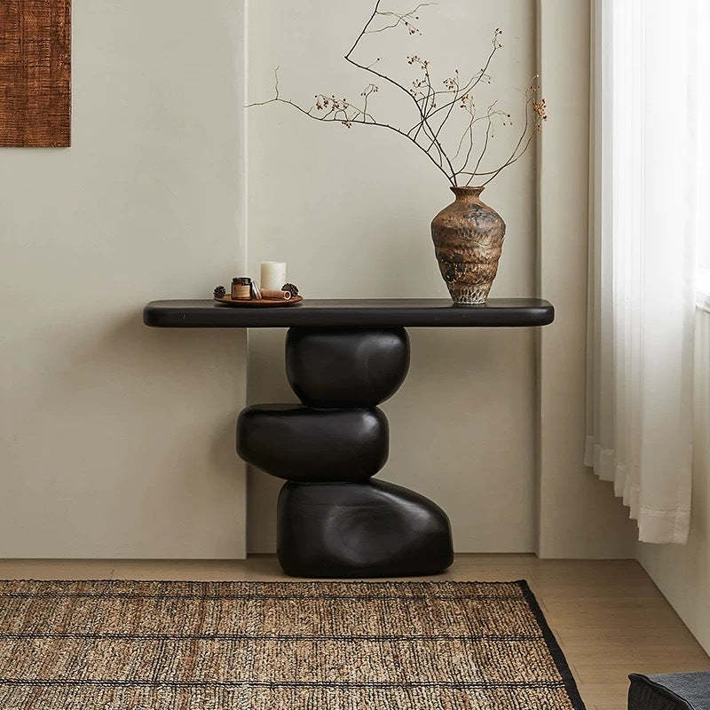 Vintage Pine Wood Irregular Console Table