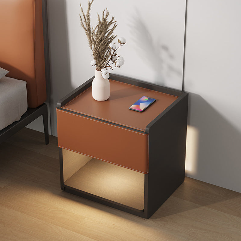 Minimalist Saddle Leather 1-Drawer Cabinet
