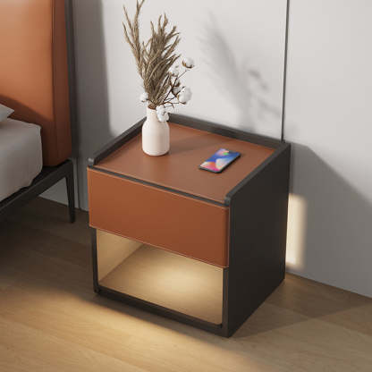 Minimalist Saddle Leather 1-Drawer Cabinet