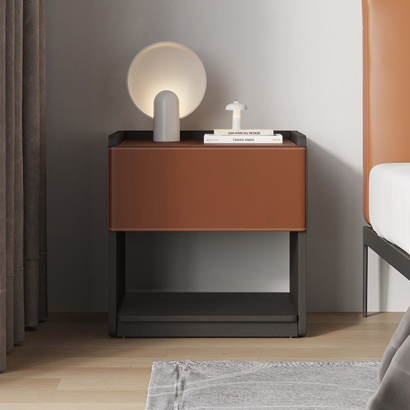 Minimalist Saddle Leather 1-Drawer Cabinet