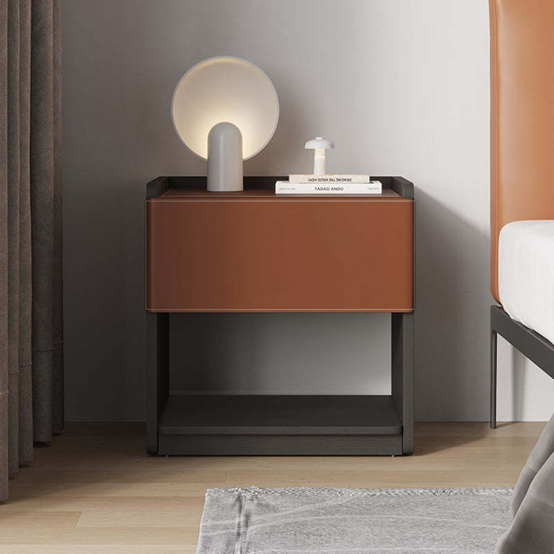 Minimalist Saddle Leather 1-Drawer Cabinet