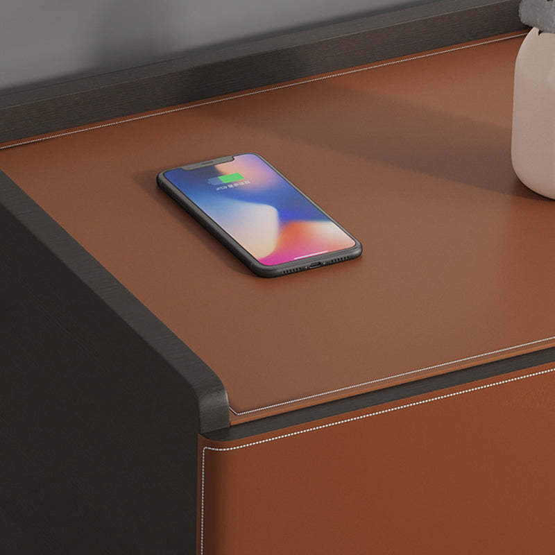Minimalist Saddle Leather 1-Drawer Cabinet