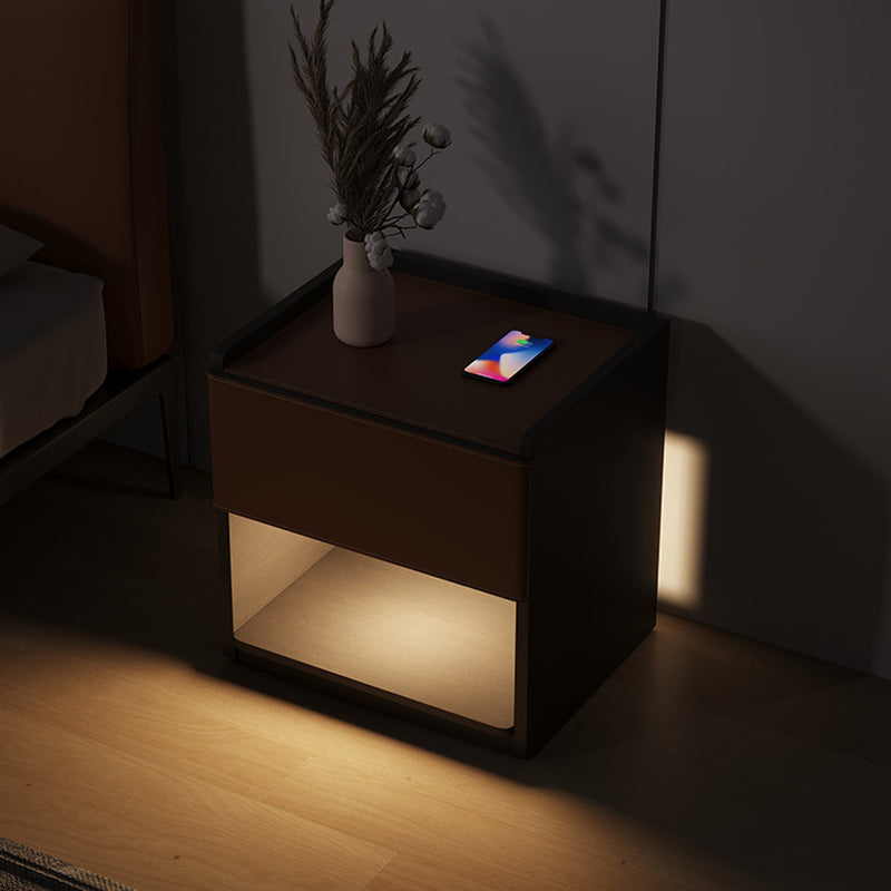Minimalist Saddle Leather 1-Drawer Cabinet