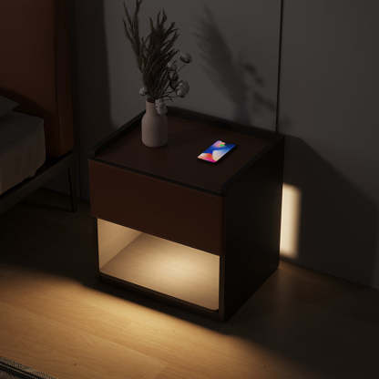 Minimalist Saddle Leather 1-Drawer Cabinet