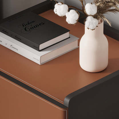 Minimalist Saddle Leather 1-Drawer Cabinet