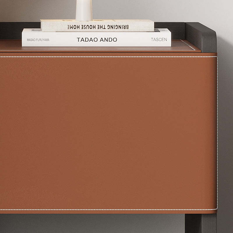 Minimalist Saddle Leather 1-Drawer Cabinet