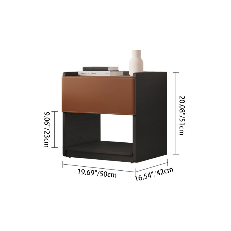 Minimalist Saddle Leather 1-Drawer Cabinet