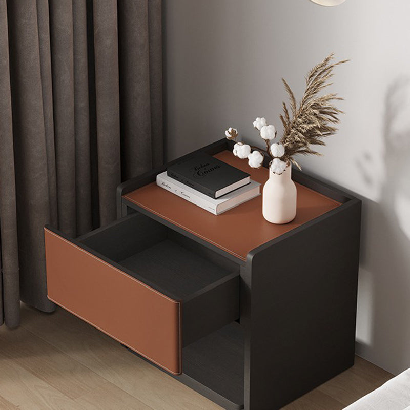 Minimalist Saddle Leather 1-Drawer Cabinet