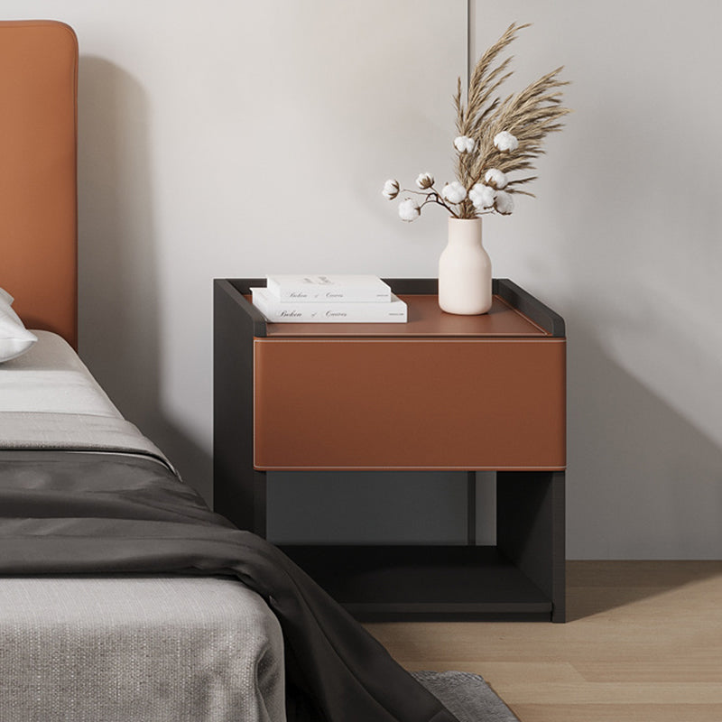 Minimalist Saddle Leather 1-Drawer Cabinet