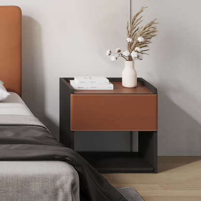 Minimalist Saddle Leather 1-Drawer Cabinet