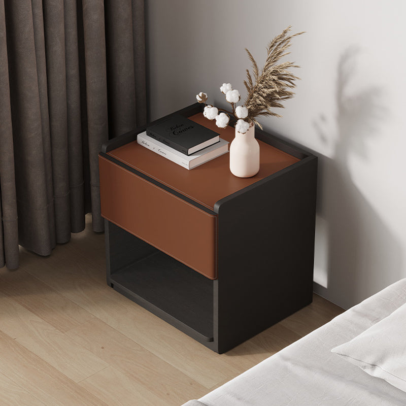 Minimalist Saddle Leather 1-Drawer Cabinet