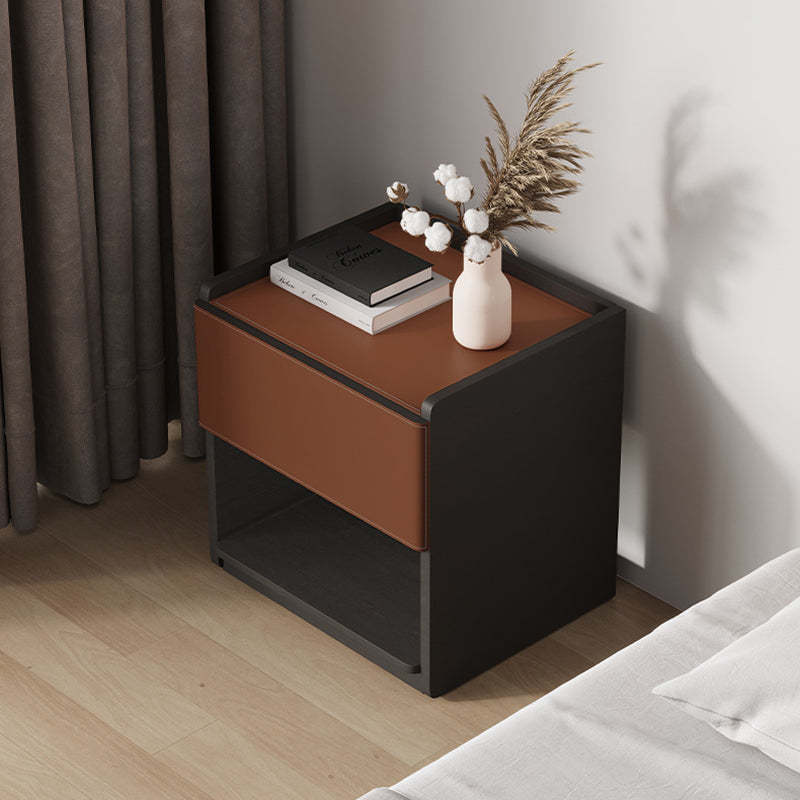 Minimalist Saddle Leather 1-Drawer Cabinet