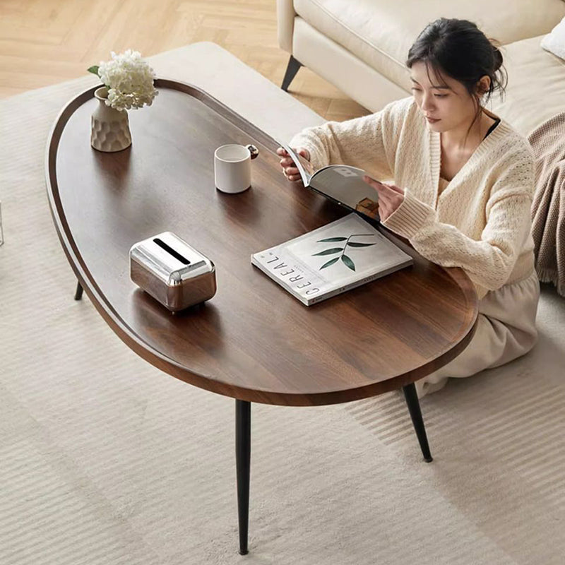 Minimalist Engineered Wood Iron Mango-Shaped Coffee Table