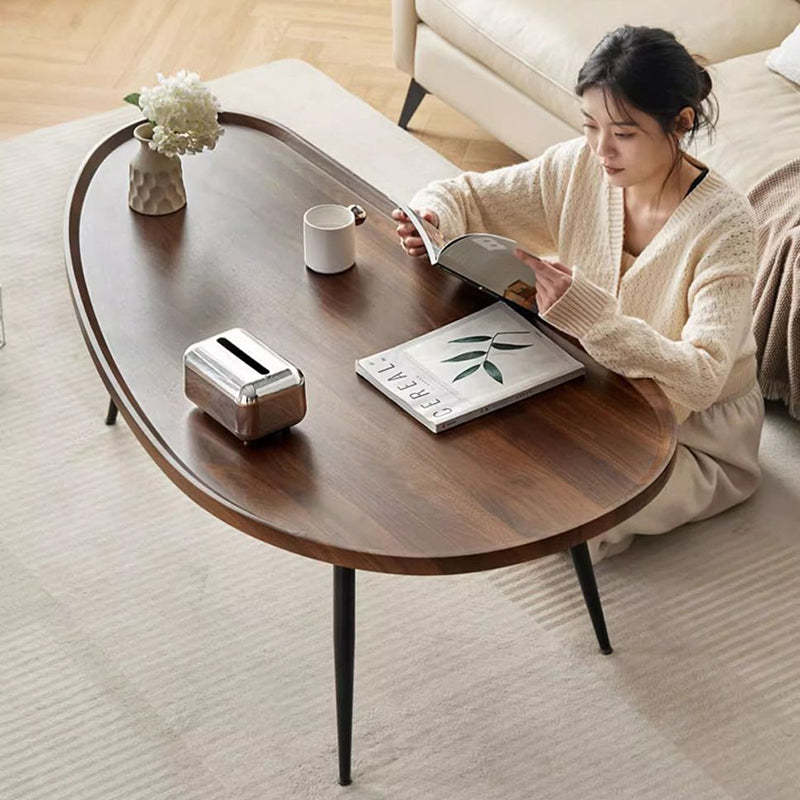 Minimalist Engineered Wood Iron Mango-Shaped Coffee Table