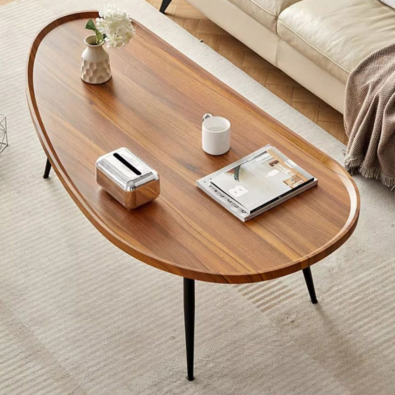 Minimalist Engineered Wood Iron Mango-Shaped Coffee Table