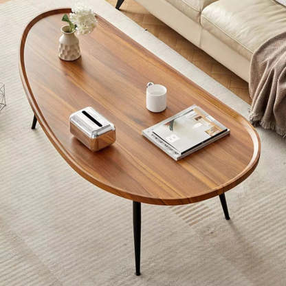 Minimalist Engineered Wood Iron Mango-Shaped Coffee Table