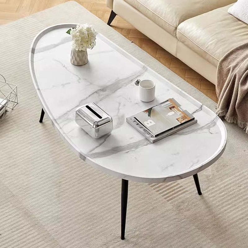Minimalist Engineered Wood Iron Mango-Shaped Coffee Table