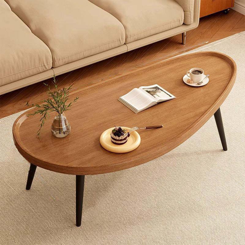 Minimalist Engineered Wood Iron Mango-Shaped Coffee Table — White