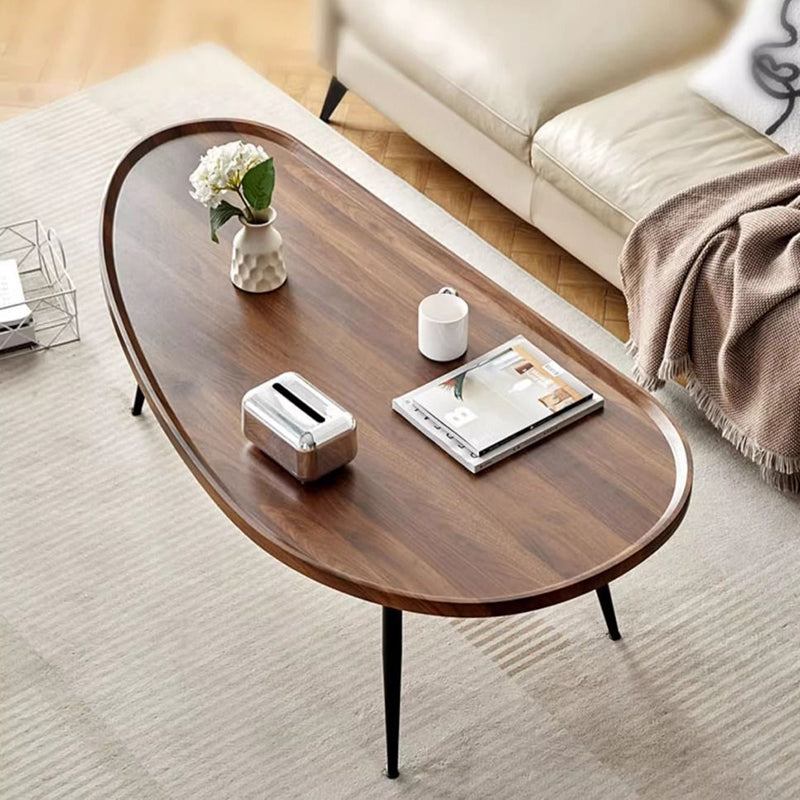 Minimalist Engineered Wood Iron Mango-Shaped Coffee Table