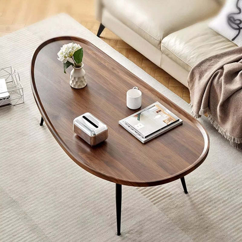 Minimalist Engineered Wood Iron Mango-Shaped Coffee Table