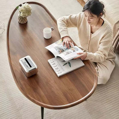 Minimalist Engineered Wood Iron Mango-Shaped Coffee Table