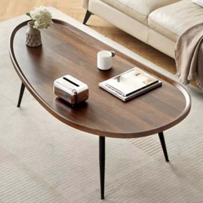 Minimalist Engineered Wood Iron Mango-Shaped Coffee Table