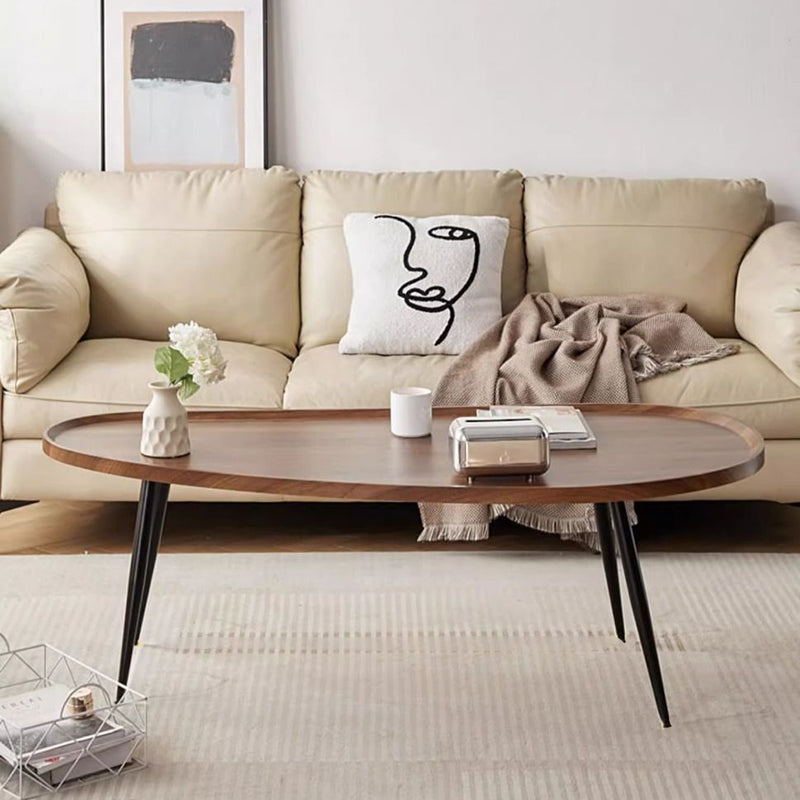 Minimalist Engineered Wood Iron Mango-Shaped Coffee Table
