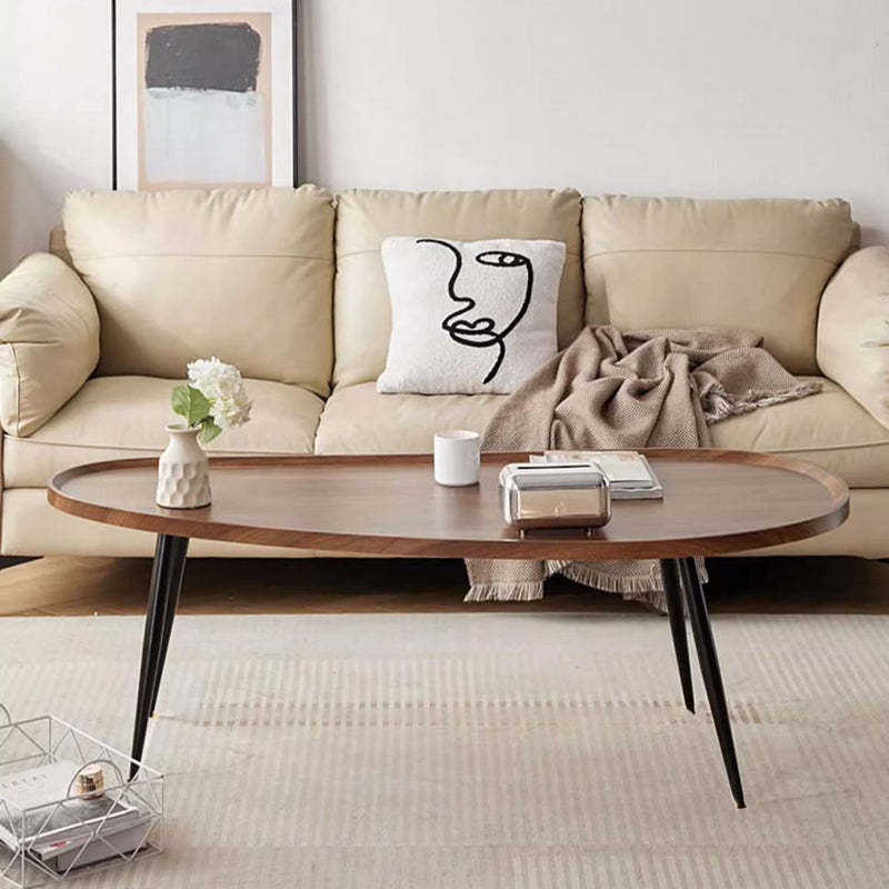 Minimalist Engineered Wood Iron Mango-Shaped Coffee Table