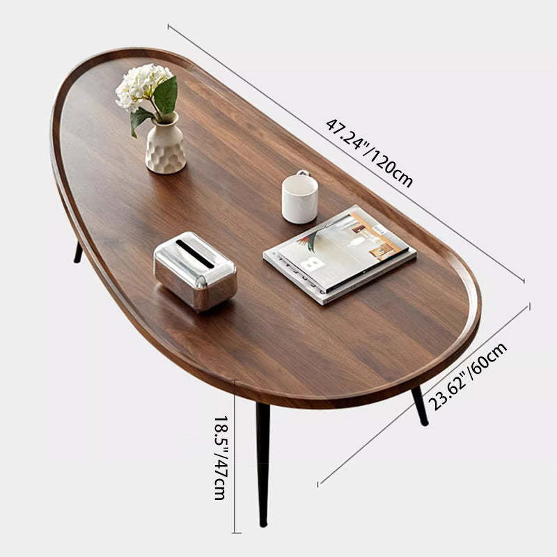 Minimalist Engineered Wood Iron Mango-Shaped Coffee Table