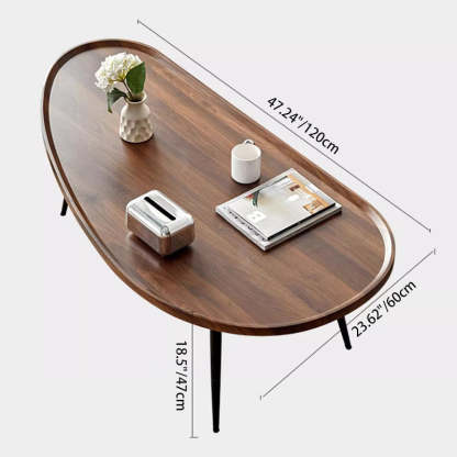 Minimalist Engineered Wood Iron Mango-Shaped Coffee Table