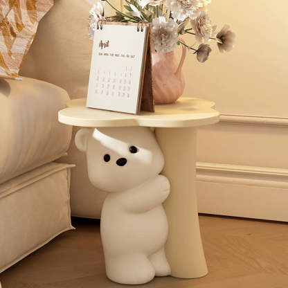 Contemporary Resin Bear-Shaped Side Table — Khaki + Piggy Bank + AI Bluetooth Stereo