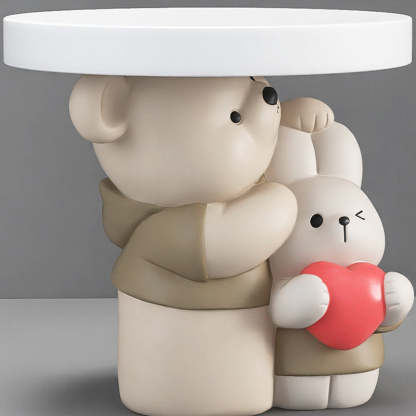 Contemporary Resin Bear Bunny Base Round Side Table