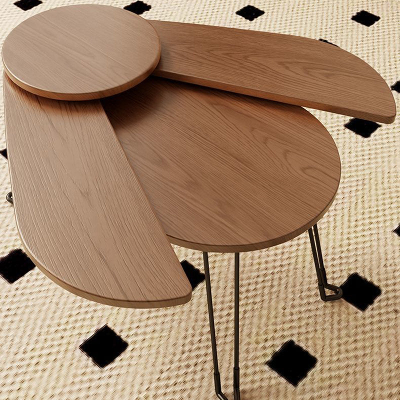Contemporary Wood Metal Beetle-Shaped Coffee Table