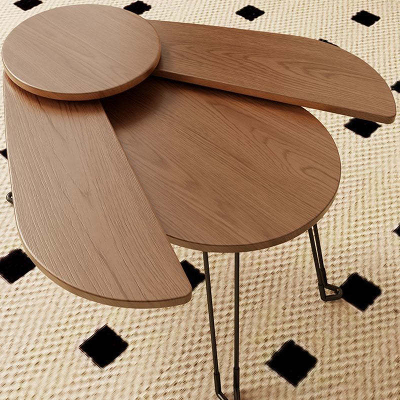 Contemporary Wood Metal Beetle-Shaped Coffee Table