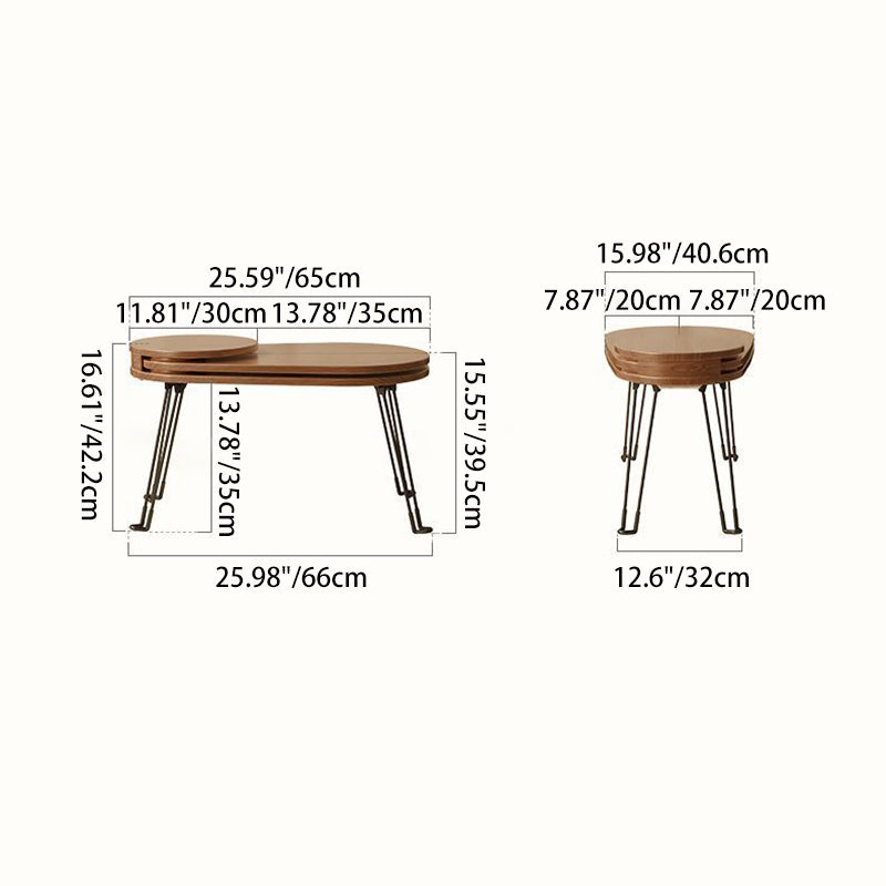 Contemporary Wood Metal Beetle-Shaped Coffee Table